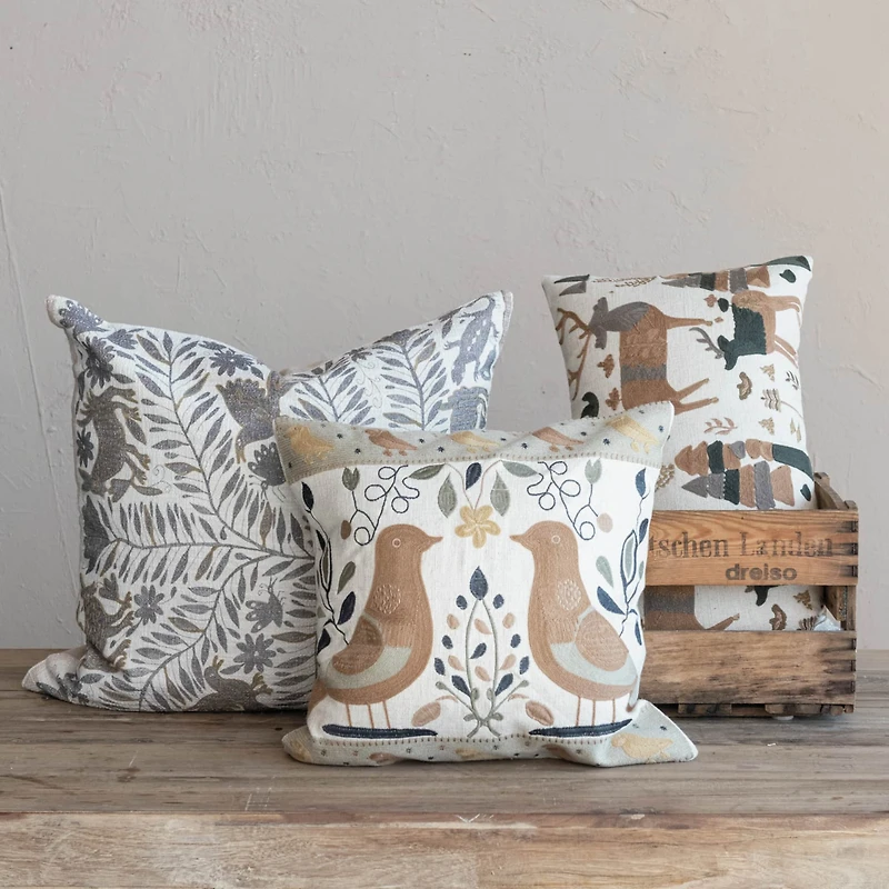 Hello Honey® 18" Embroidered Birds Throw Pillow