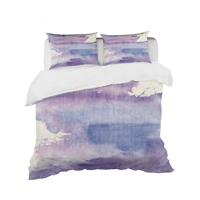 Designart 'Watercolor Purple Haze I' Geometric Bedding Set