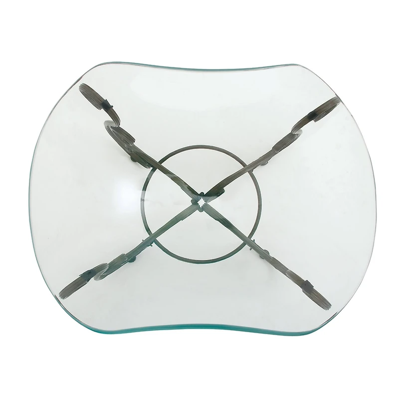 Brass Glass and Metal Traditional Serving Bowl, 14" x 21" x 16"