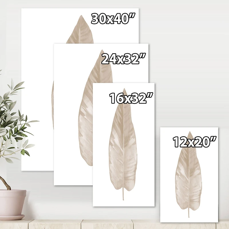 Designart - Dried Leaf Plant Beige On White
