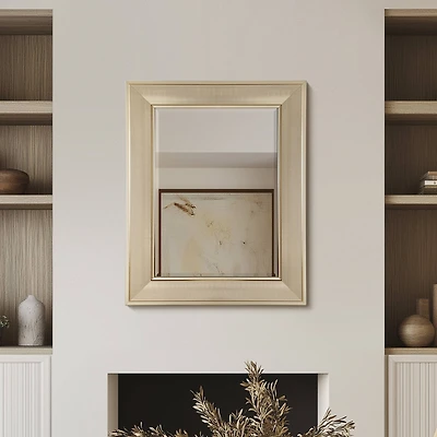 Head West 31" Brushed Nickel Pave Textured Framed Wall Vanity Mirror