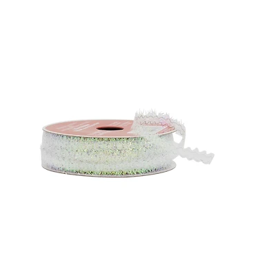 2/5" x 40ft. White Tinsel Wired Trim Ribbon by Celebrate It®