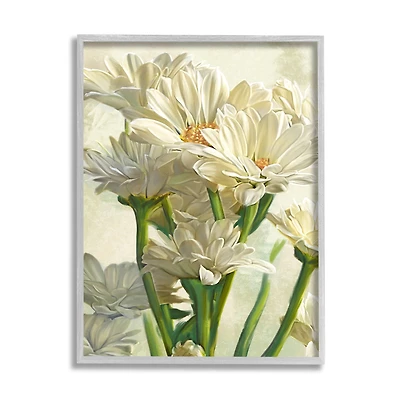 Stupell Industries Study of White Daisy Petals Gray Framed Wall Art
