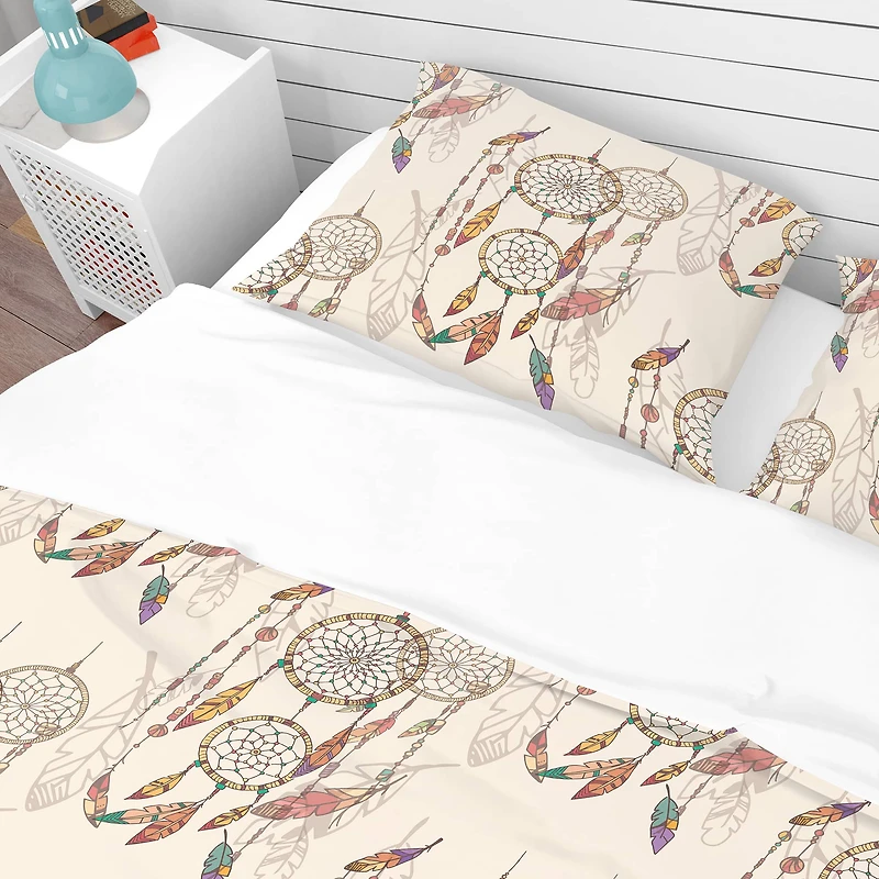 Designart 'Bohemian Dream Catcher with Beads & Feathers' Southwestern Bedding Set