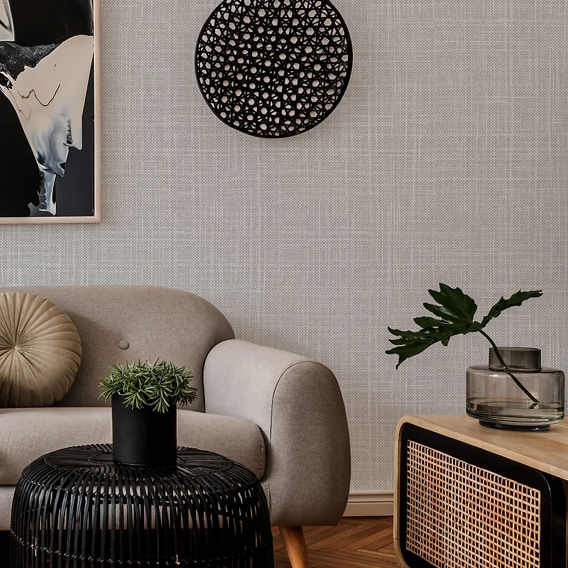Simplify Gray Linen Adhesive Wallpaper