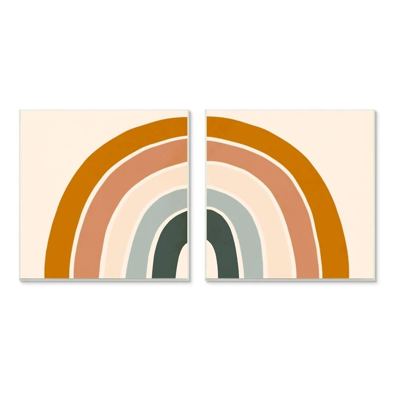 Stupell Industries Asymmetric Warm Earth Toned Retro Rainbow Arches Wall Plaque Set