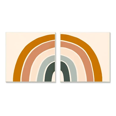 Stupell Industries Asymmetric Warm Earth Toned Retro Rainbow Arches Wall Plaque Set