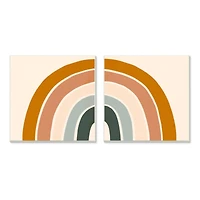 Stupell Industries Asymmetric Warm Earth Toned Retro Rainbow Arches Wall Plaque Set