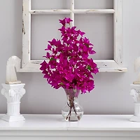 22" Artificial Bougainvillea Arrangement with Fluted Glass Vase