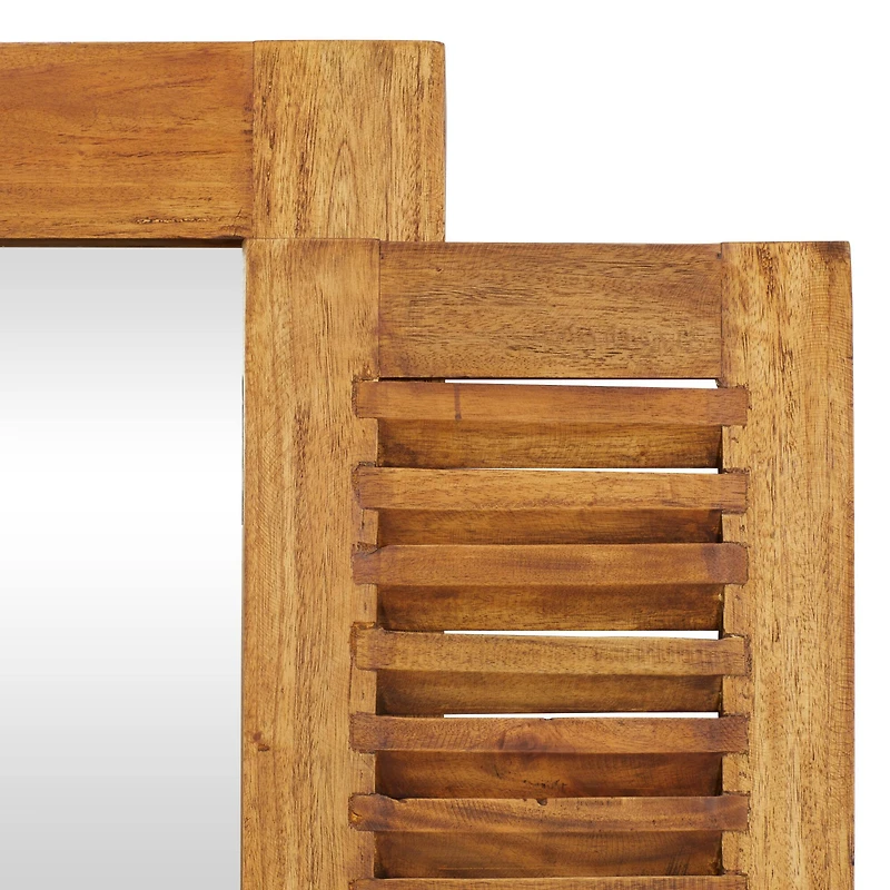 Brown Wood Rustic Wall Mirror 35" x 31"