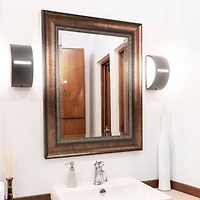 Head West Copper Distressed 30.5" x 36.5" Framed Beveled Accent Vanity Mirror