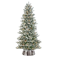 7.5ft. Pre-Lit Flocked Franklin Fir Artificial Christmas Tree, Clear Lights