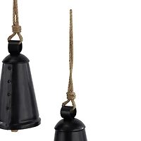 Black Metal Bohemian Decorative Cow Bell, Set of 3" 13", 10", 9"