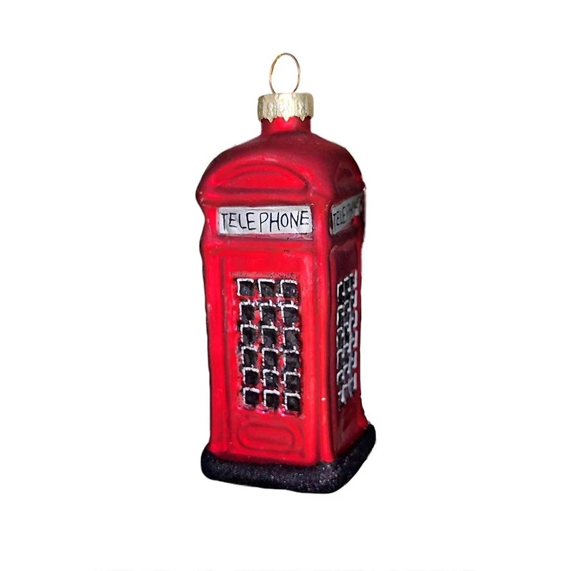 Wizardi 8.27" x 11.81" Red Phone Booth Christmas Glass Ornament