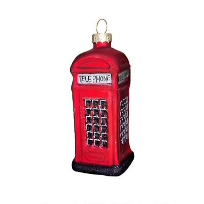 Wizardi 8.27" x 11.81" Red Phone Booth Christmas Glass Ornament