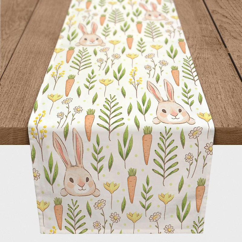 Bunny And Carrot Pattern Runner 1 16" x 72" Cotton Twill Runner