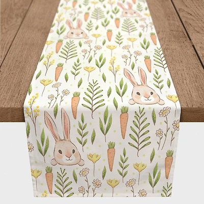 Bunny And Carrot Pattern Runner 1 16" x 72" Cotton Twill Runner