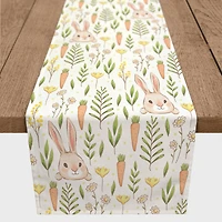 Bunny And Carrot Pattern Runner 1 16" x 72" Cotton Twill Runner