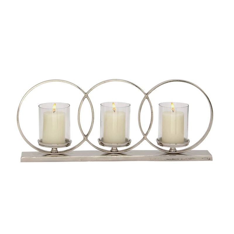 26'' Silver Aluminum Contemporary Candle Holder