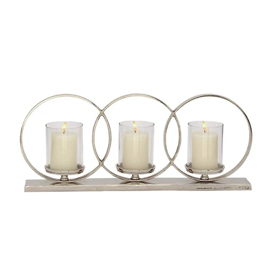 26'' Silver Aluminum Contemporary Candle Holder