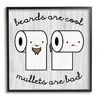 Stupell Industries Beards Vs. Mullets Toilet Paper Bathroom Humor Expression Framed Giclee Art