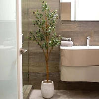 5ft. Potted Artificial Olive Tree with Natural Trunk