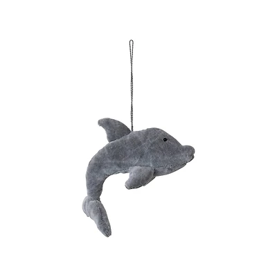 Hello Honey® 6" Gray Velvet Dolphin Ornament