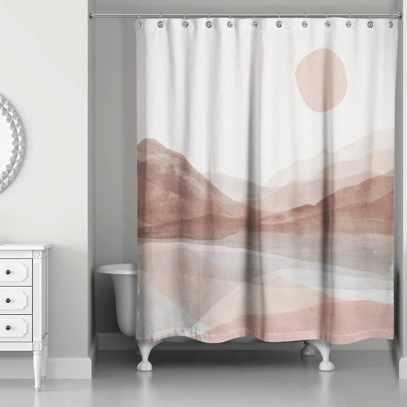 Mauve Boho Abstracted Landscape 71" x 74" Shower Curtain