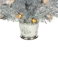 3ft. Pre-Lit Fiber Optic Silver Artificial Christmas Tree, Warm White Lights