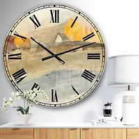 Designart Orange Brown Farm House Wall Clock