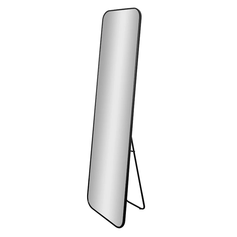 Black Steel Framed Full Length Floor Mirror with Easel - 17.5" x 66.5"