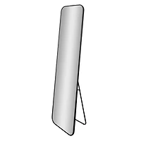 Black Steel Framed Full Length Floor Mirror with Easel - 17.5" x 66.5"