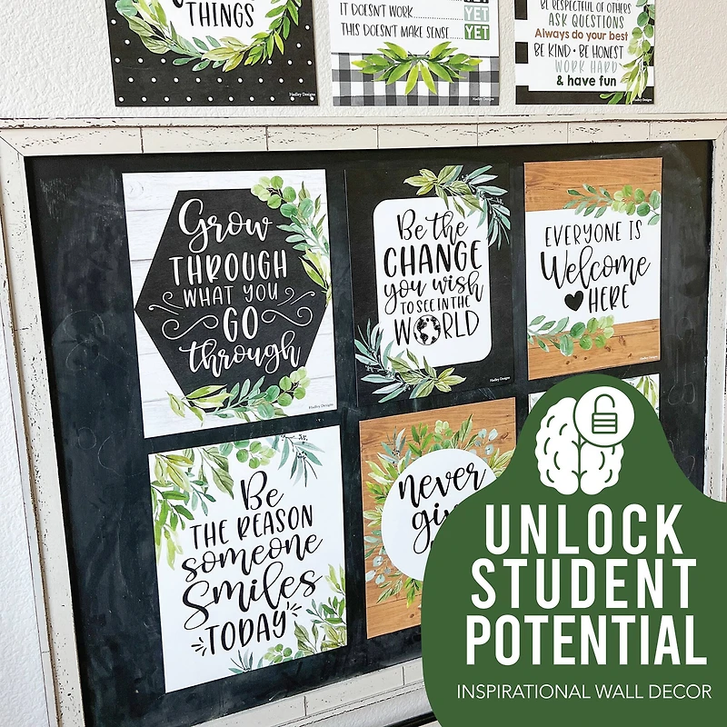 Hadley Designs 11" x 14" Boho Farmhouse Growth Mindset Classroom Décor Posters Set