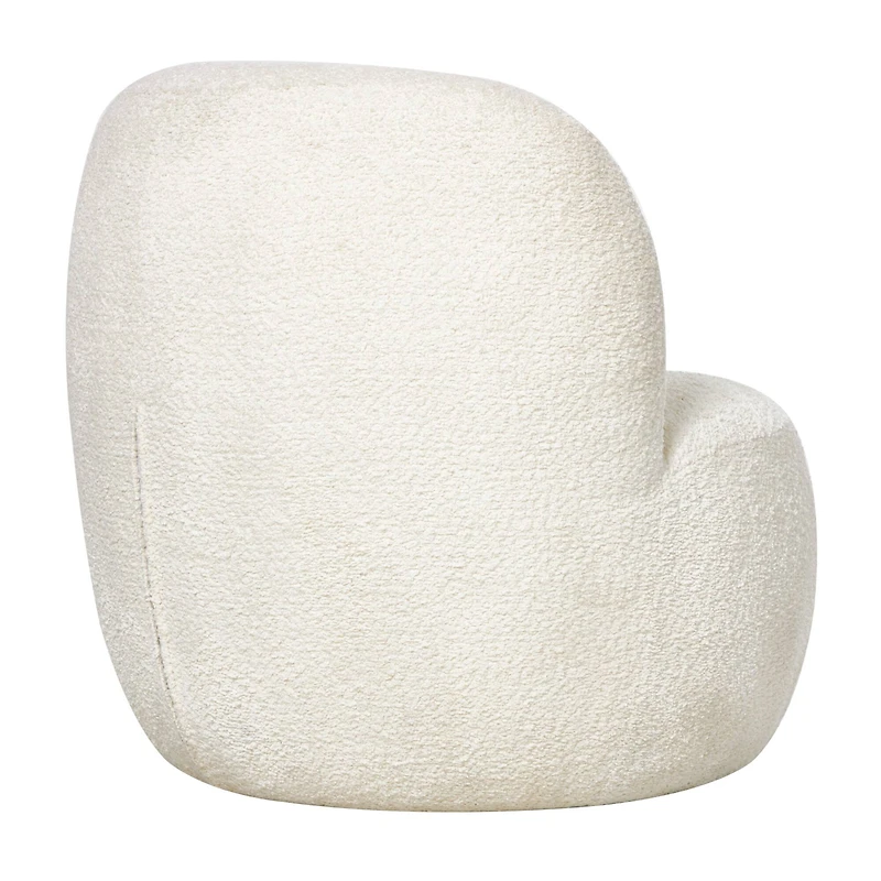 White Polyester Rounded Barrel Accent Chair