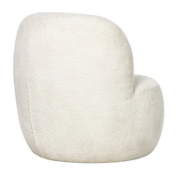 White Polyester Rounded Barrel Accent Chair