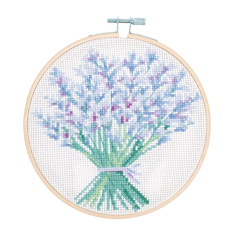 DMC® Lavender Bouquet Intermediate Counted Cross Stitch Kit with Hoop