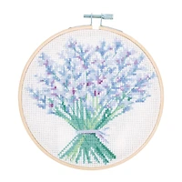 DMC® Lavender Bouquet Intermediate Counted Cross Stitch Kit with Hoop