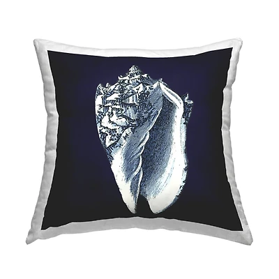 Stupell Industries Distressed Navy and White Conch Shell Throw Pillow 18" x 18"