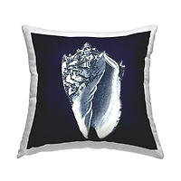 Stupell Industries Distressed Navy and White Conch Shell Throw Pillow 18" x 18"