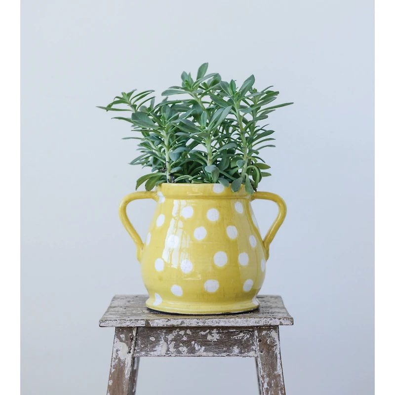 Hello Honey® 8" Yellow & White Terra Cotta Planter