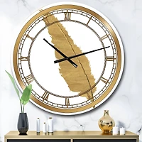 Designart Pure Gold Feather I Glam Wall Clock