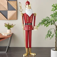 52.5" Red Standing Nutcracker with Drum Metal Sculpture