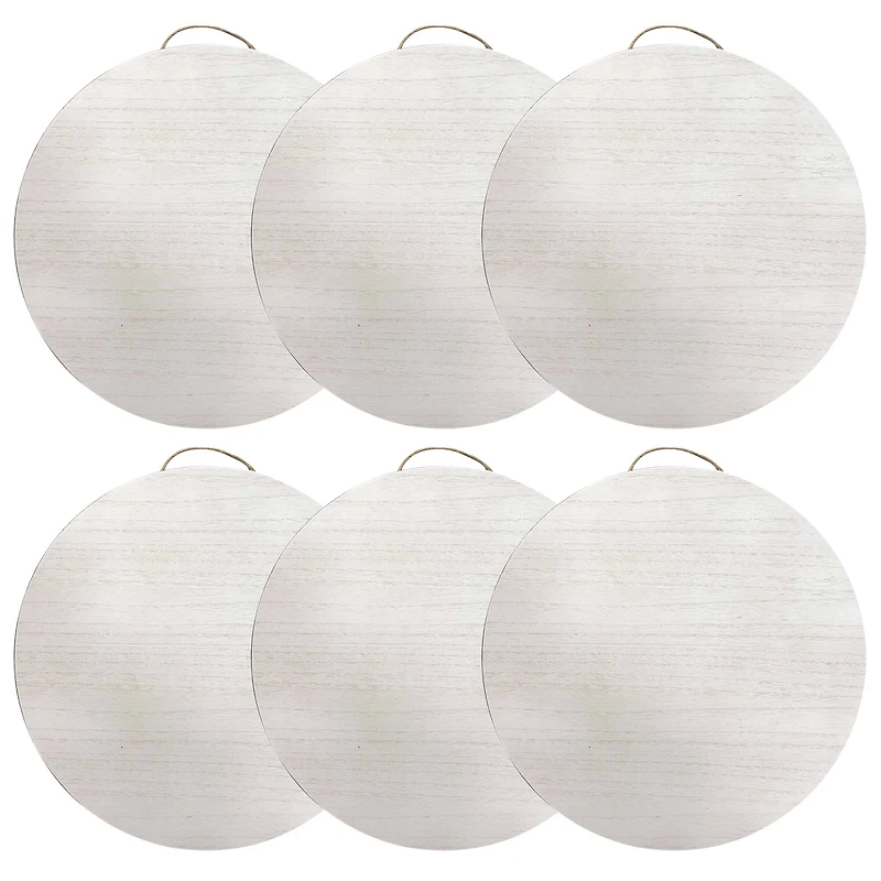 6 Pack: 18" Whitewashed Round Plaque by Make Market®