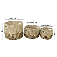 Brown Seagrass Bohemian Storage Baskets, 3ct.