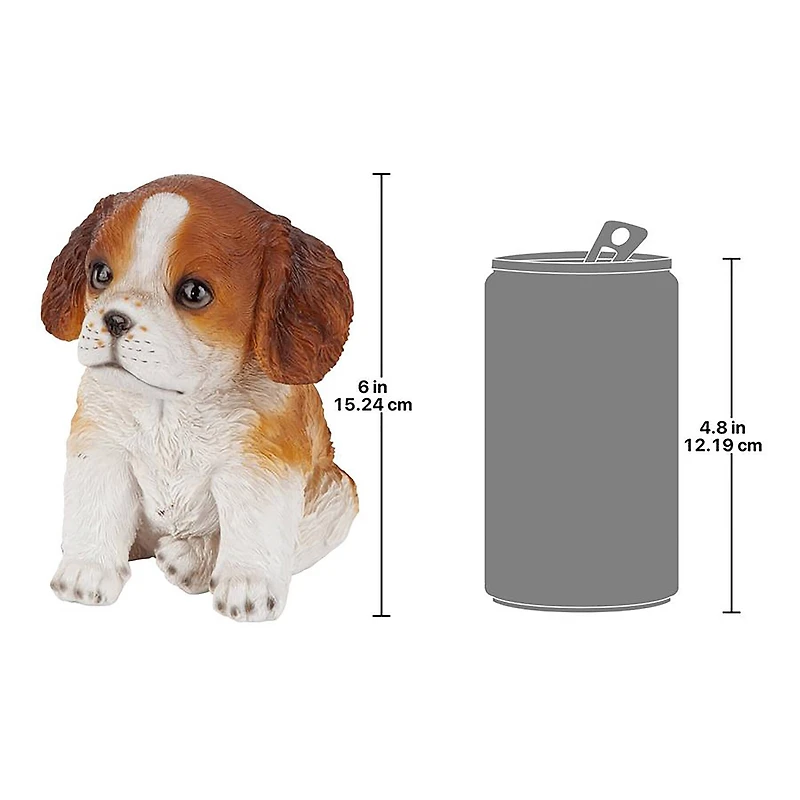 Design Toscano 6" & White Cavalier King Charles Puppy Partner Collectible Dog Statue