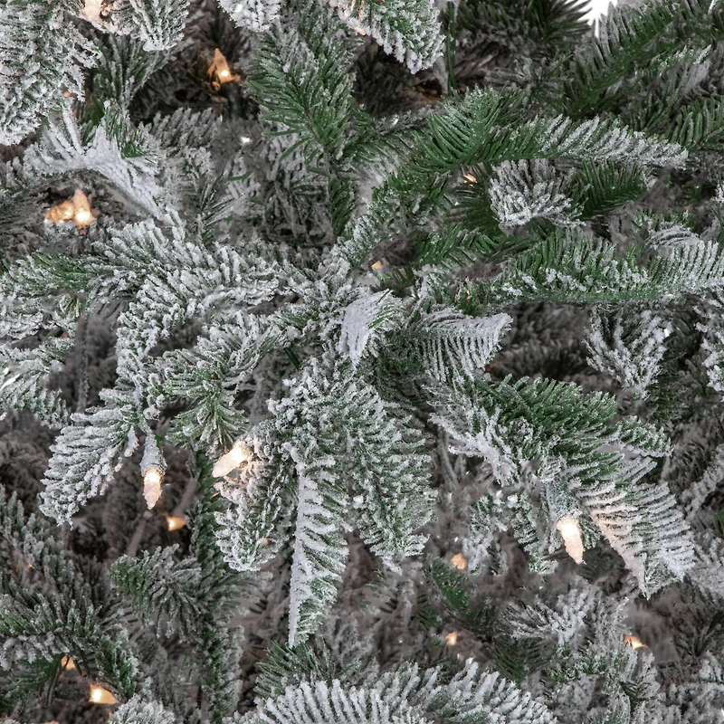 6.5ft. Pre-Lit Real Touch™️ Full Flocked Whistler Noble Fir Artificial Christmas Tree, Clear Lights