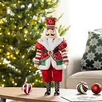 Glitzhome® 20"H Faux Fur Christmas Nutcracker Figurine