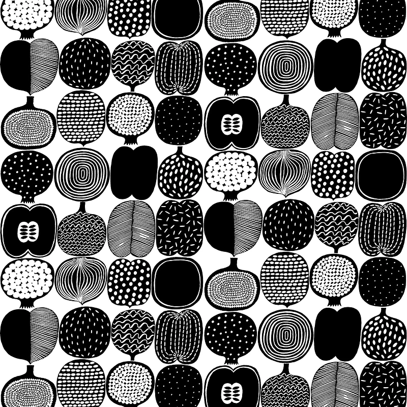 Brewster Marimekko Black & White Kompotti Peel & Stick Wallpaper