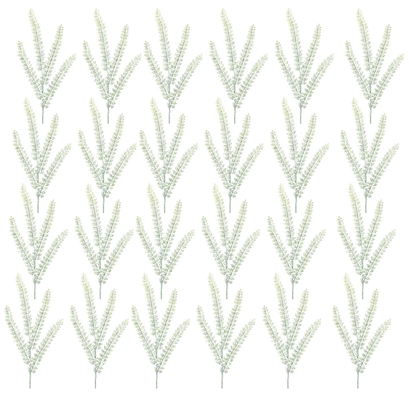 Sage Green Glittered Fern Spray, 24ct.