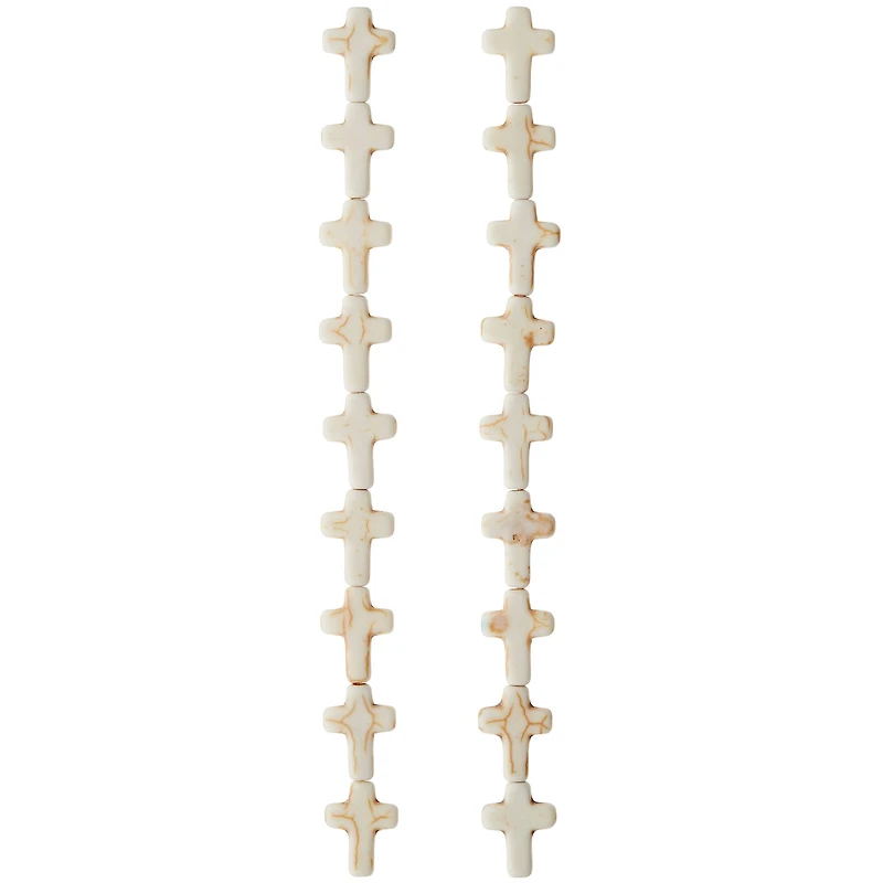 White Stone Cross Beads, 15mm by Bead Landing™